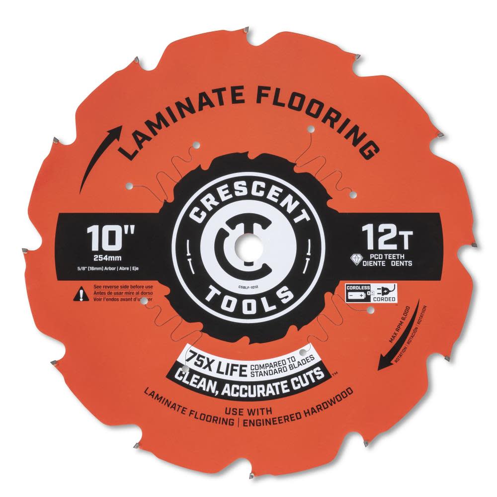 Crescent Circular Saw Blade 10″ x 12 Tooth Laminate Flooring - Flockneti
