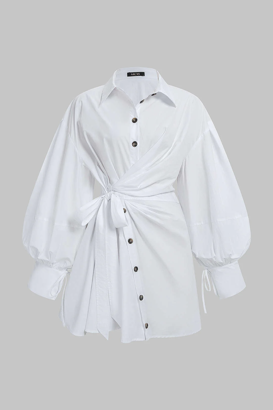 Ruched Asymmetrical Tie-Front Mini Dress - Flockneti