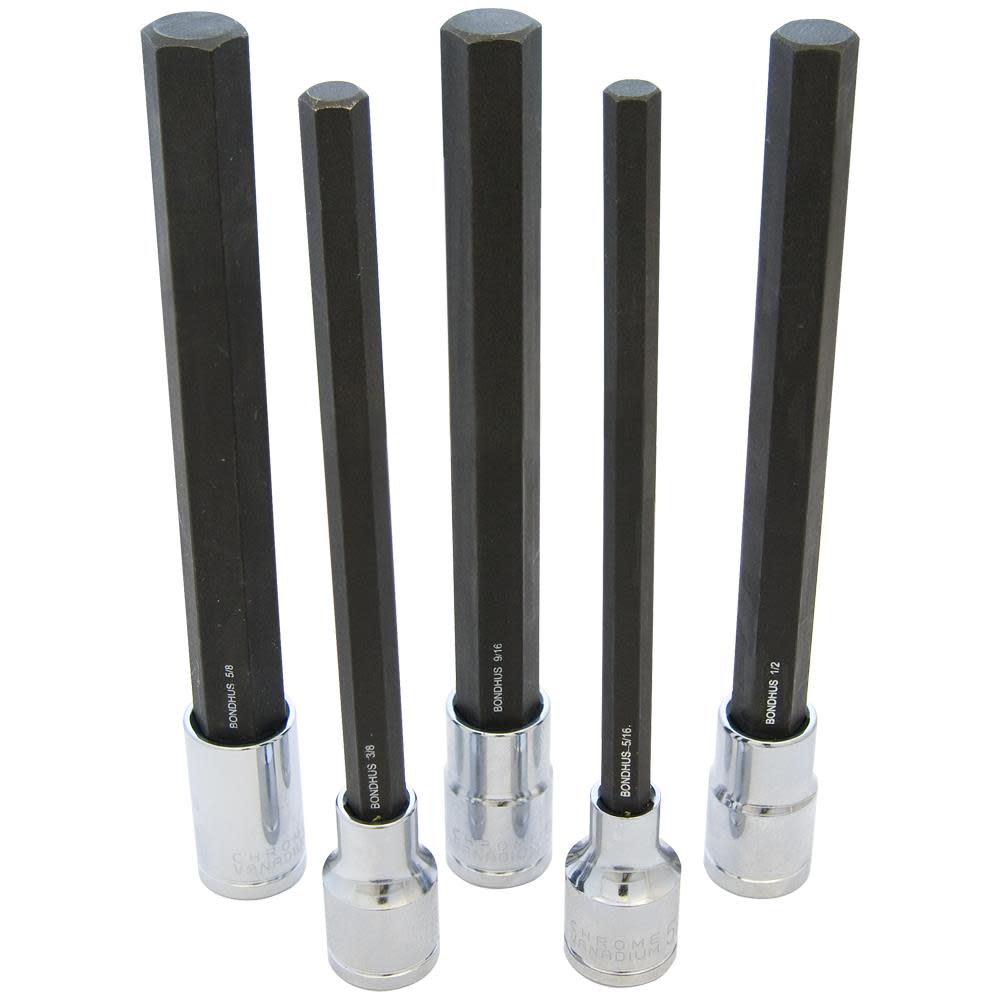 Bondhus Set of 5 6 In. Socket Bits with Sockets - Flockneti