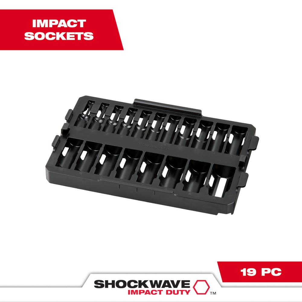 Milwaukee SHOCKWAVE Impact Duty Socket 3/8 Dr 19pc Tray Only - Flockneti