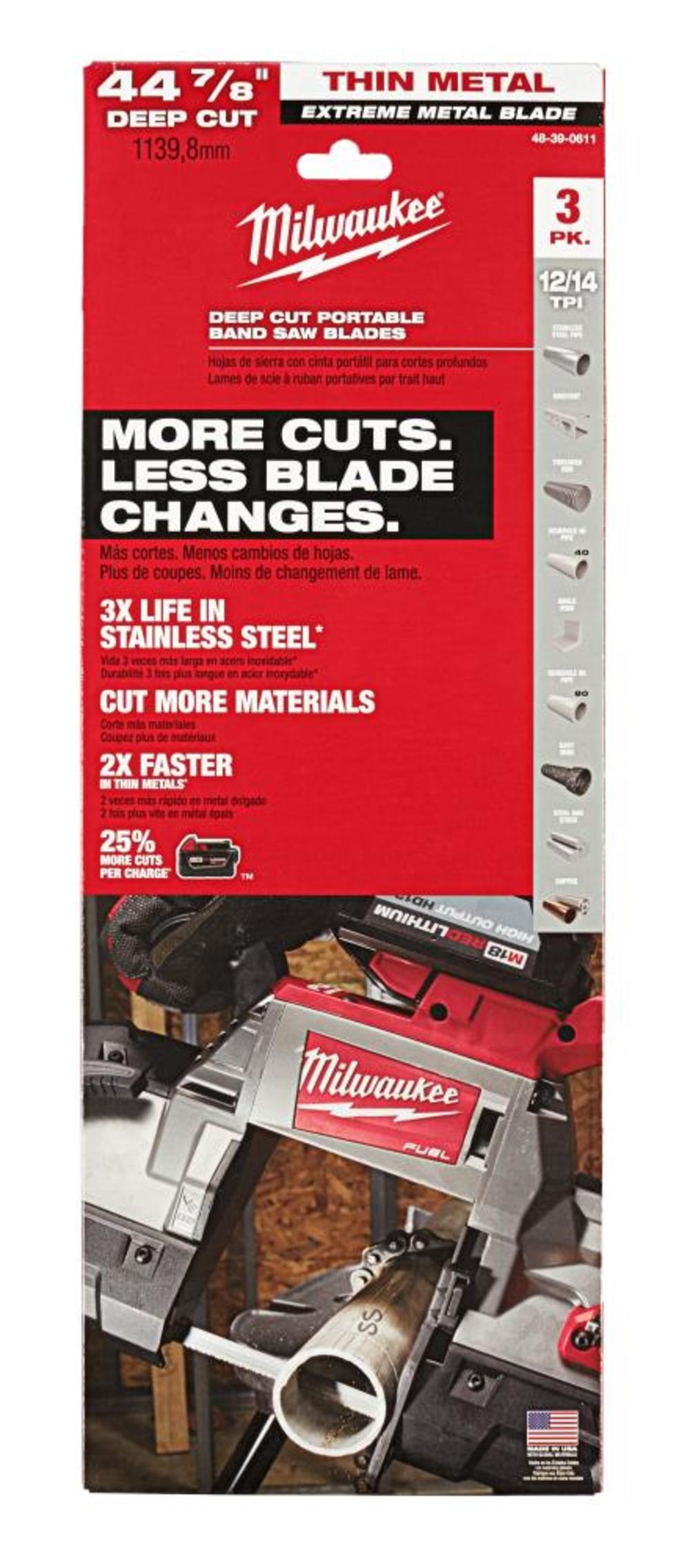 Milwaukee Extreme Thin Metal Band Saw Blades 3PK Deep Cut - Flockneti