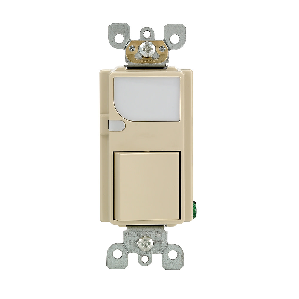 Leviton 15A 120VAC Ivory Combination Decora Switch with LED Light - Flockneti