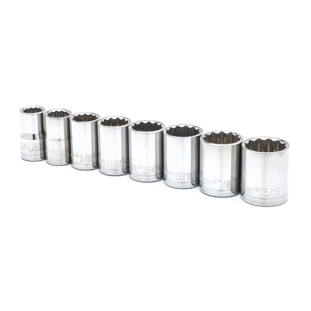 Socket Set, 8 Pc. 1/2 In. Drive 12 Point SAE - Flockneti