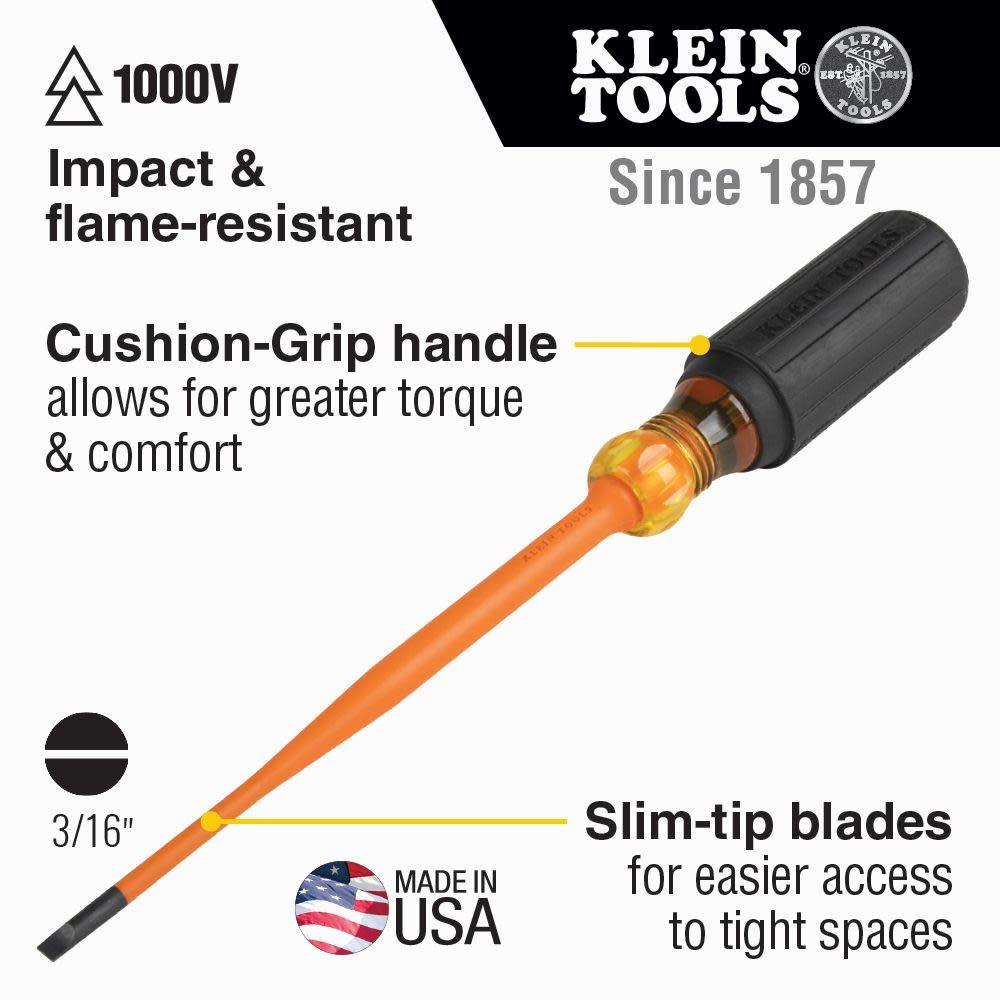 Klein Tools Slim-Tip Insulated Screwdriver 3/16 - Flockneti
