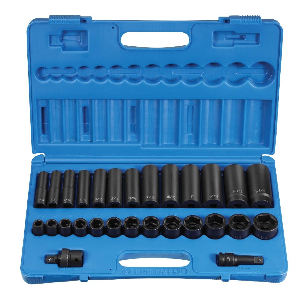 Grey Pneumatic 1/2″ Drive 28 Pc. Standard/Deep Set - Flockneti