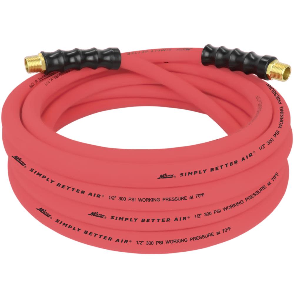 Milton ULR 1/2″ ID x 25′ (1/2″ MNPT) Ultra Lightweight Rubber Air Hose for Extreme Environments - Flockneti