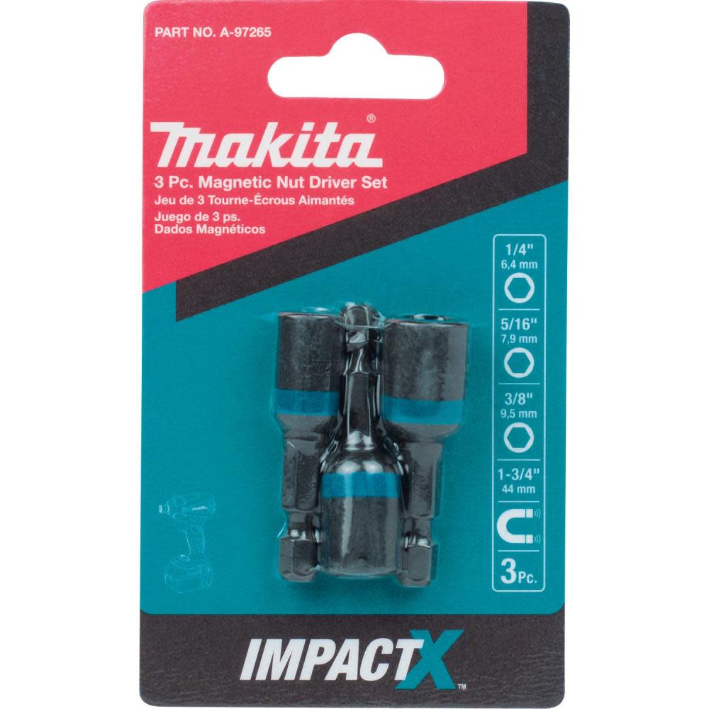 Makita Impact X 3 Pc. 1-3/4 Magnetic Nut Driver Set - Flockneti