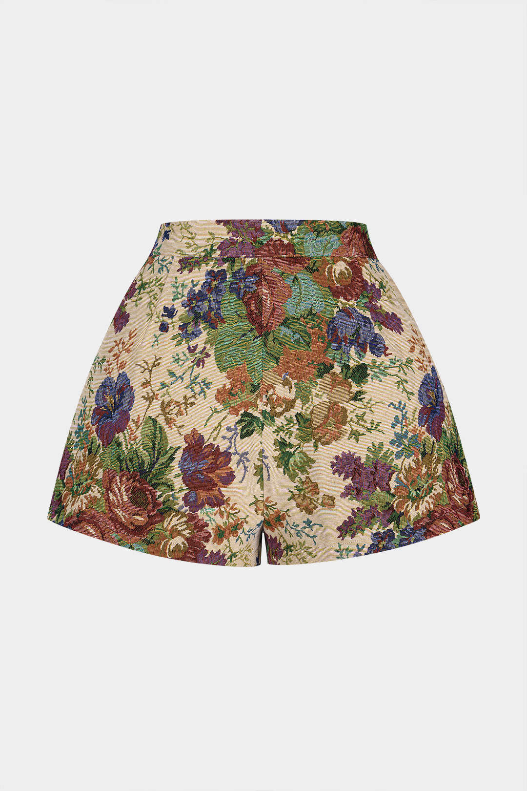 Floral Print Jacquard High Waist Shorts - Flockneti