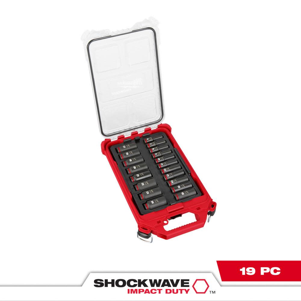 Milwaukee SHOCKWAVE Impact Duty Socket 3/8 Dr 19pc MM PACKOUT Set - Flockneti
