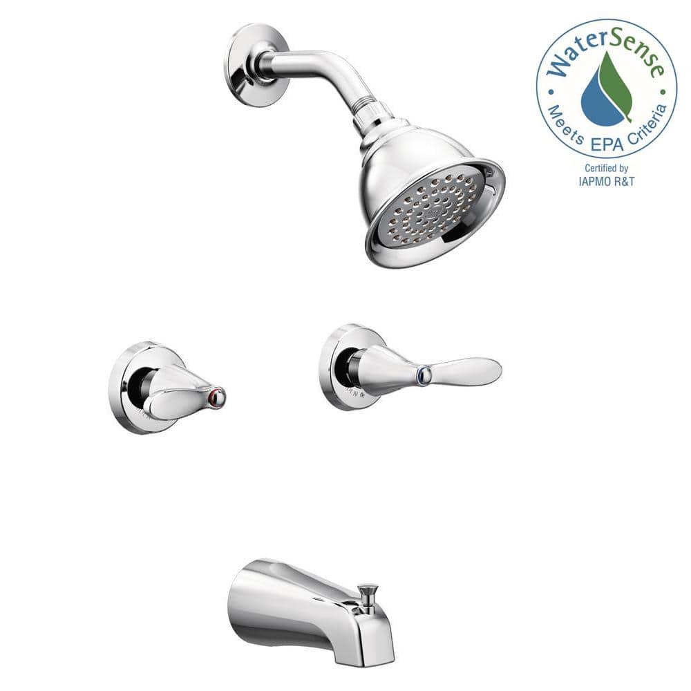Moen Adler Tub/Shower Faucet 4″ Spray Head Chrome 2 Handle - Flockneti