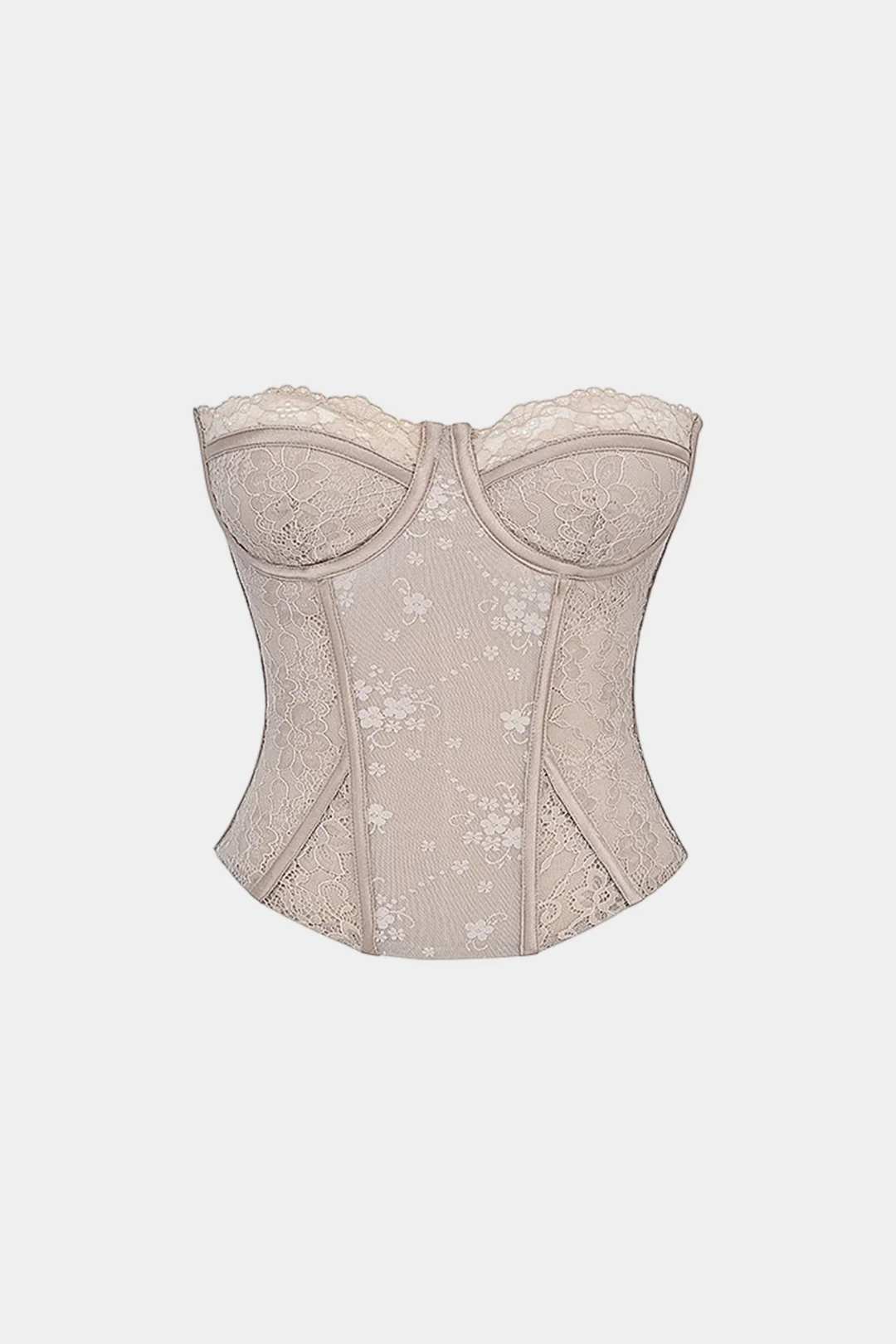 Lace Corset Zipper Tube Top - Flockneti