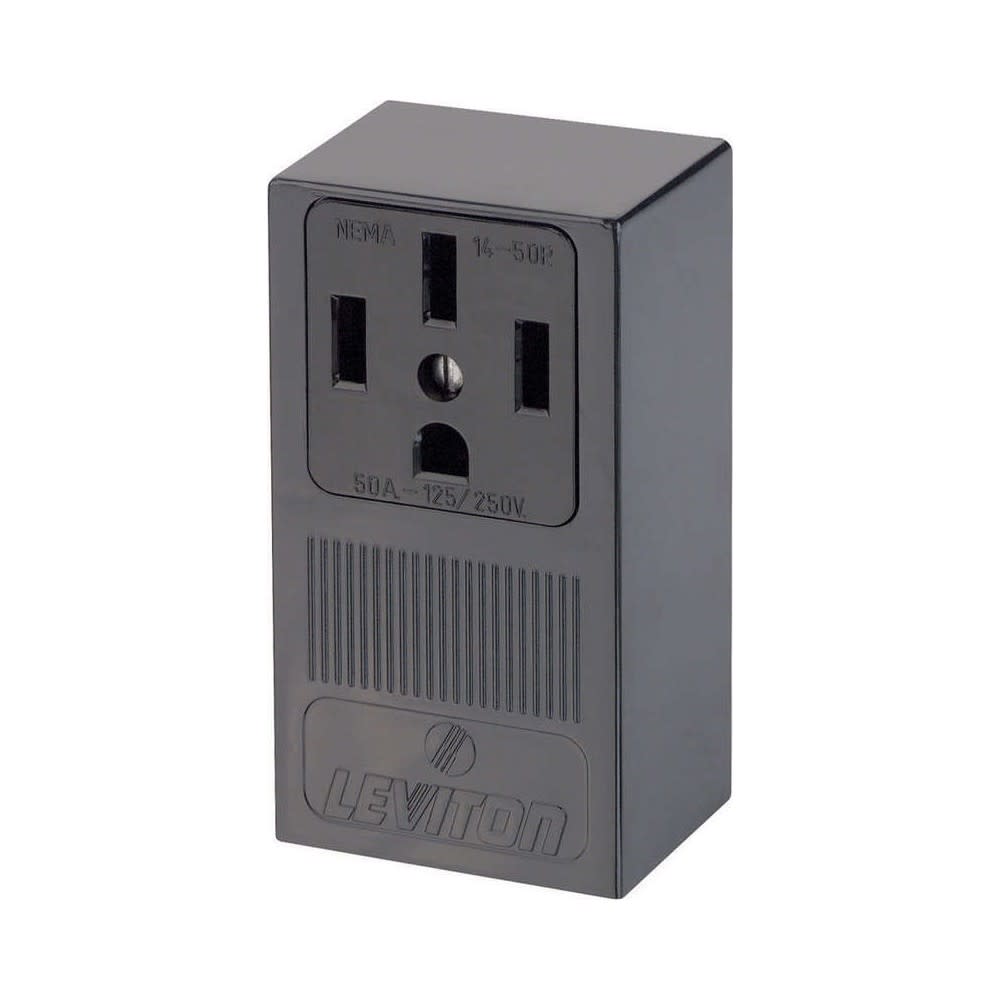 Leviton 3 Pole Non Grounded Single Outlet Receptacle 50A Black - Flockneti