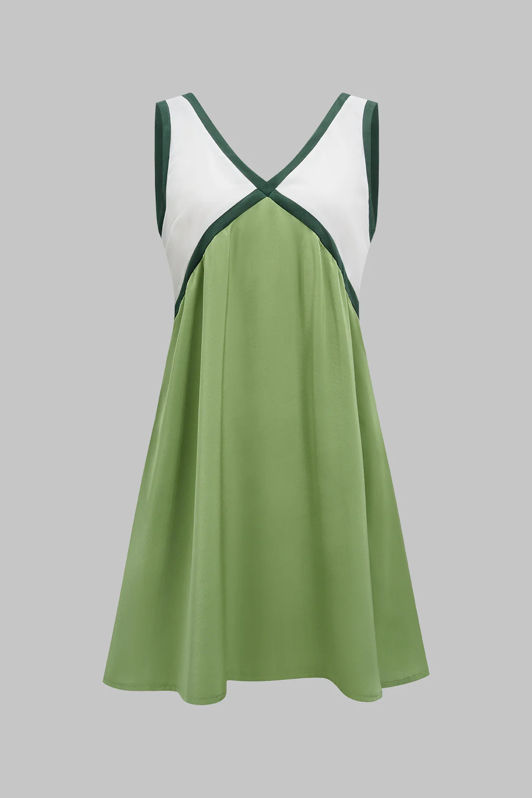 Contrast Binding V-Neck Sleeveless Mini Dress - Flockneti