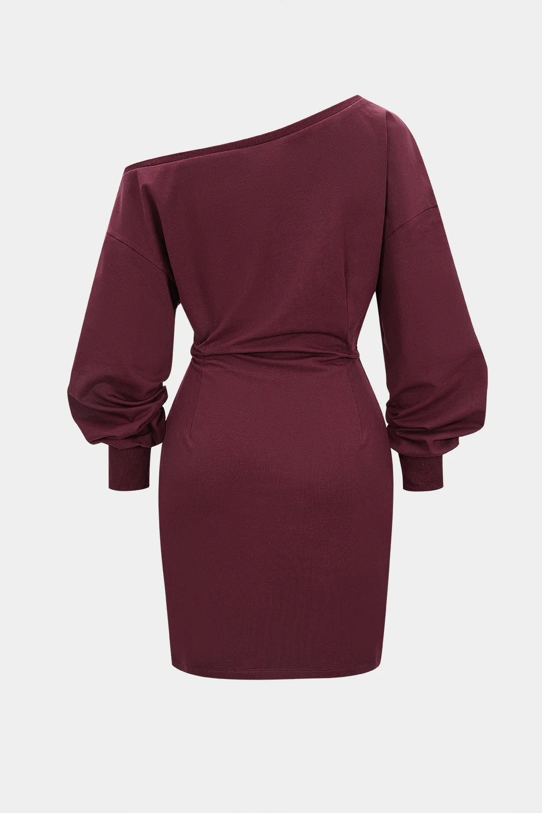 Letter Print One Shoulder Ruched Long Sleeve Mini Dress - Flockneti