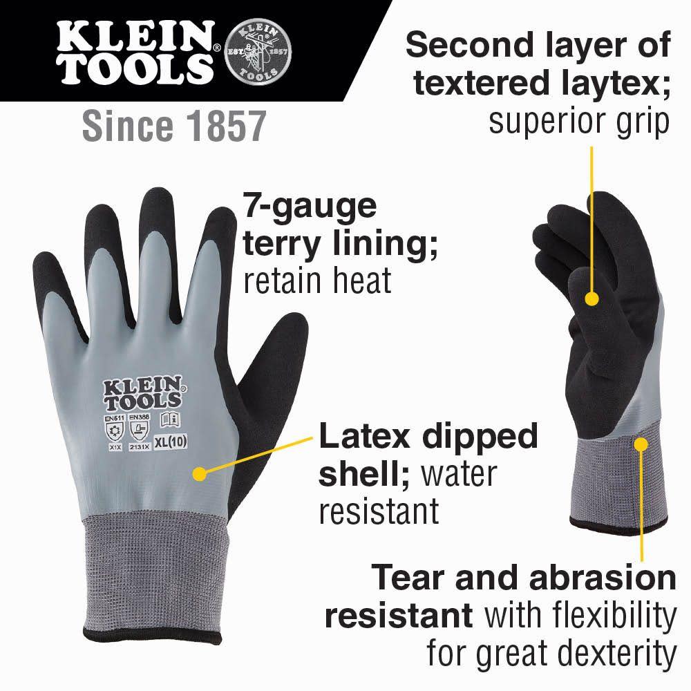 Klein Tools Thermal Dipped Gloves XL - Flockneti