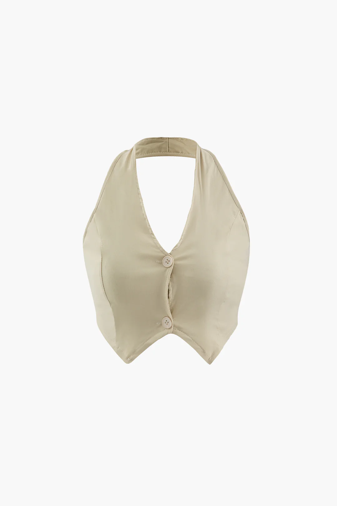 Halter Neck Backless Button Tank Top - Flockneti