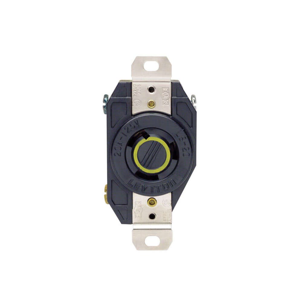 Leviton 20A 125V Black Grounded Single Locking Outlet Receptacle - Flockneti