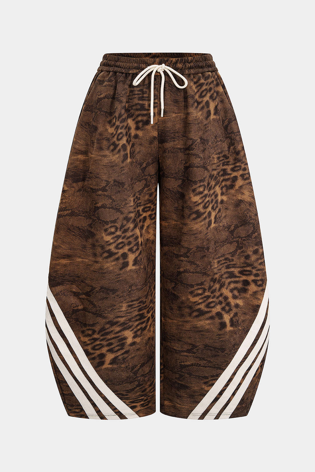 Plus Size Leopard Print Suede Wide Leg Pants - Flockneti