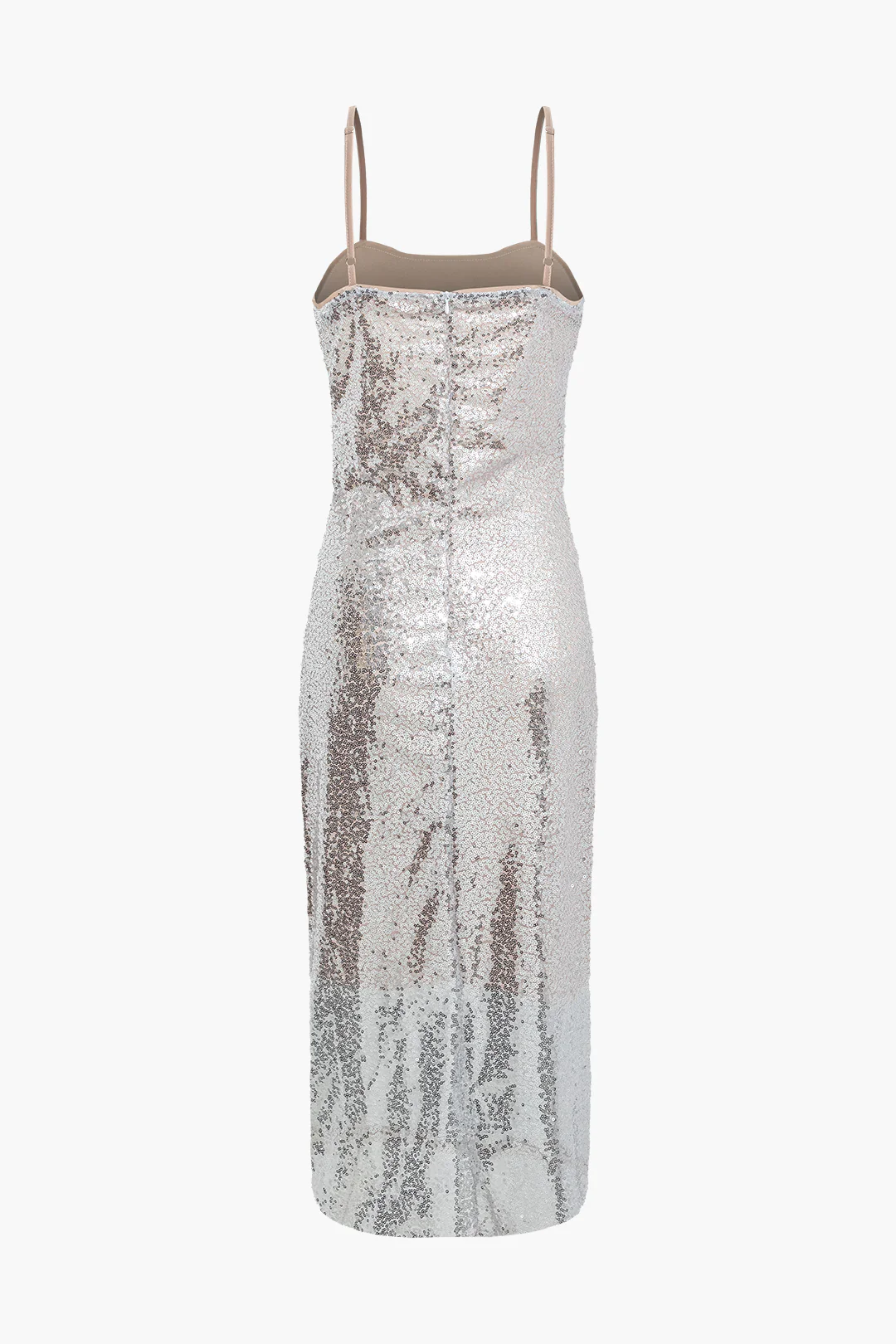Sequin Zipper Slip Sleeveless Midi Dress - Flockneti