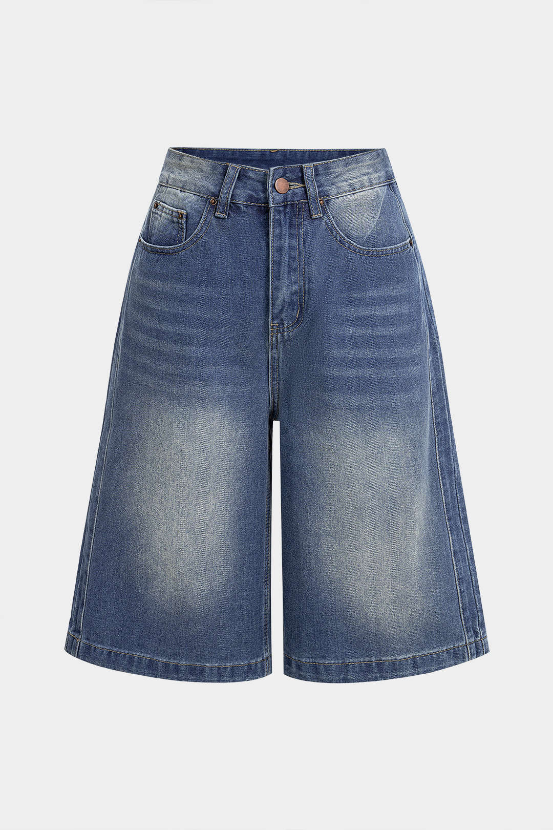 Denim High Waist Wide Leg Shorts - Flockneti