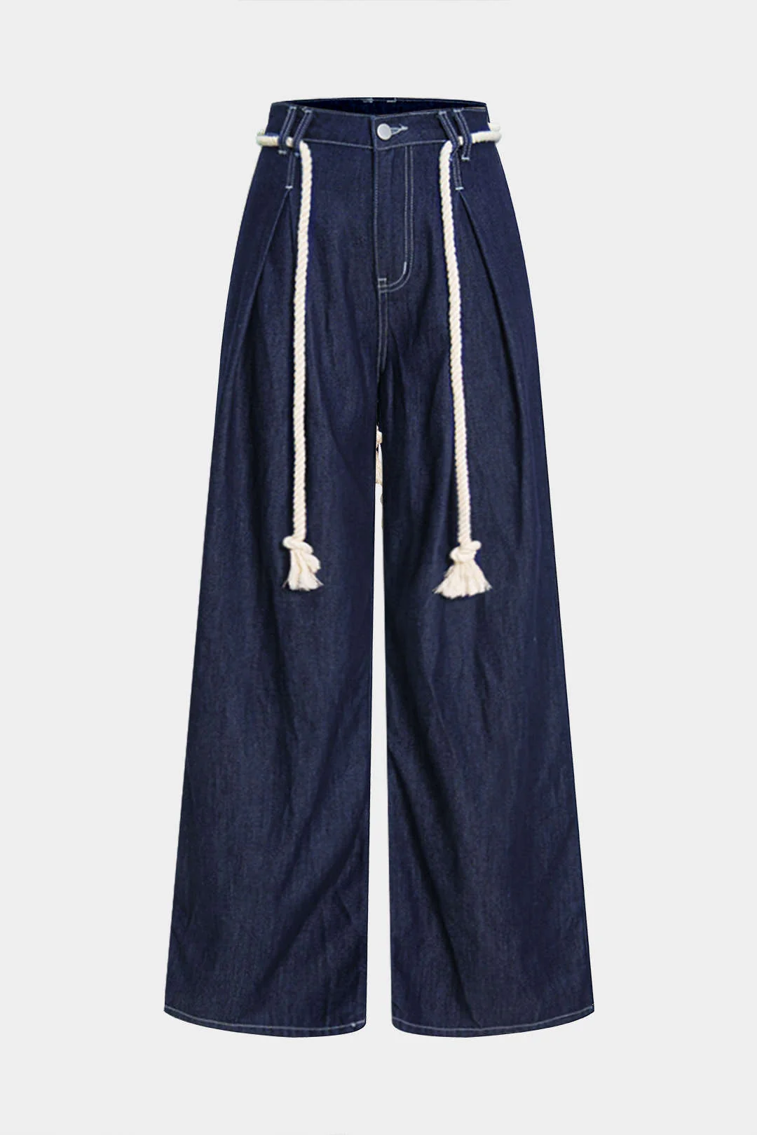 Denim Tie Front Ruched Jeans - Flockneti
