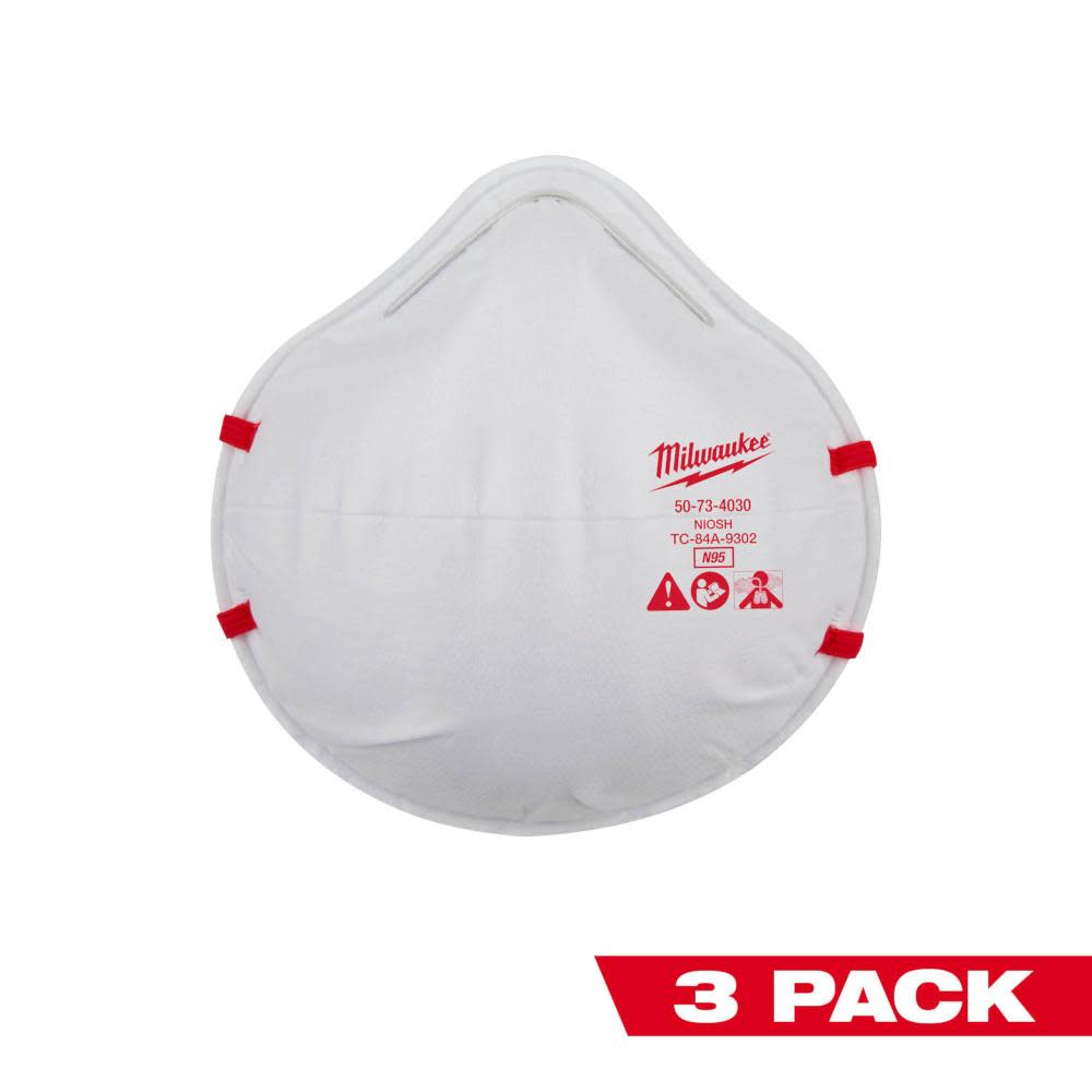 Milwaukee N95 Respirator 3pk - Flockneti