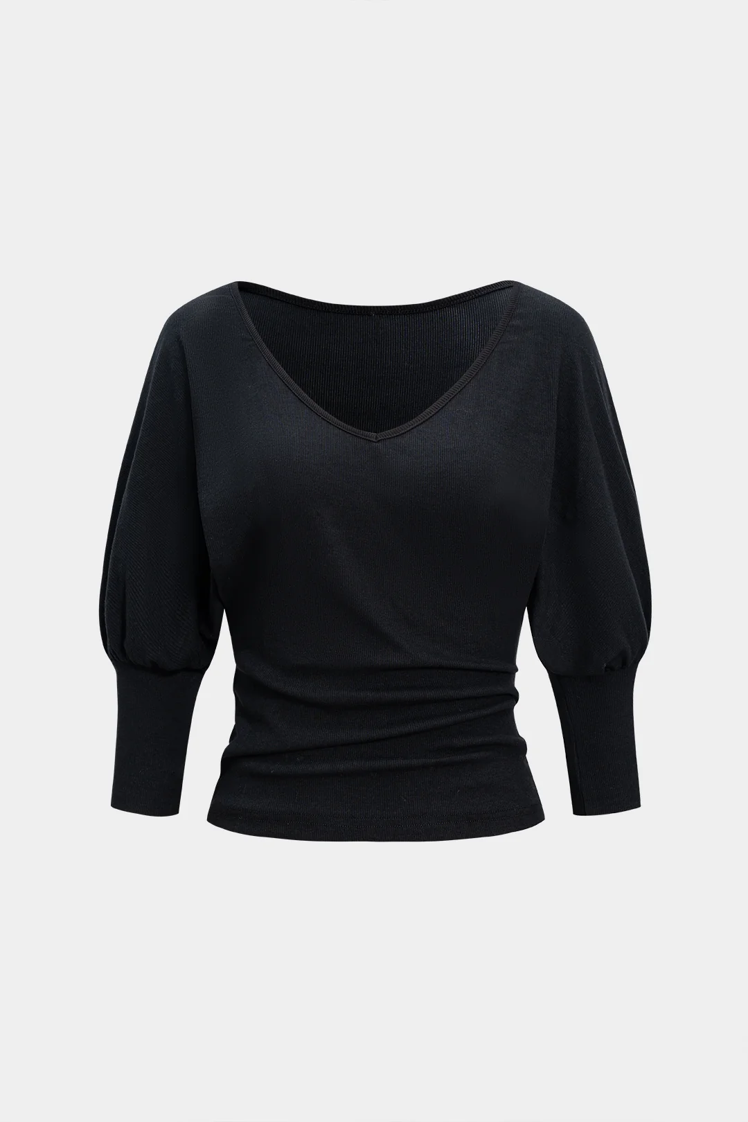 V-Neck Ruched Long-Sleeve Top - Flockneti
