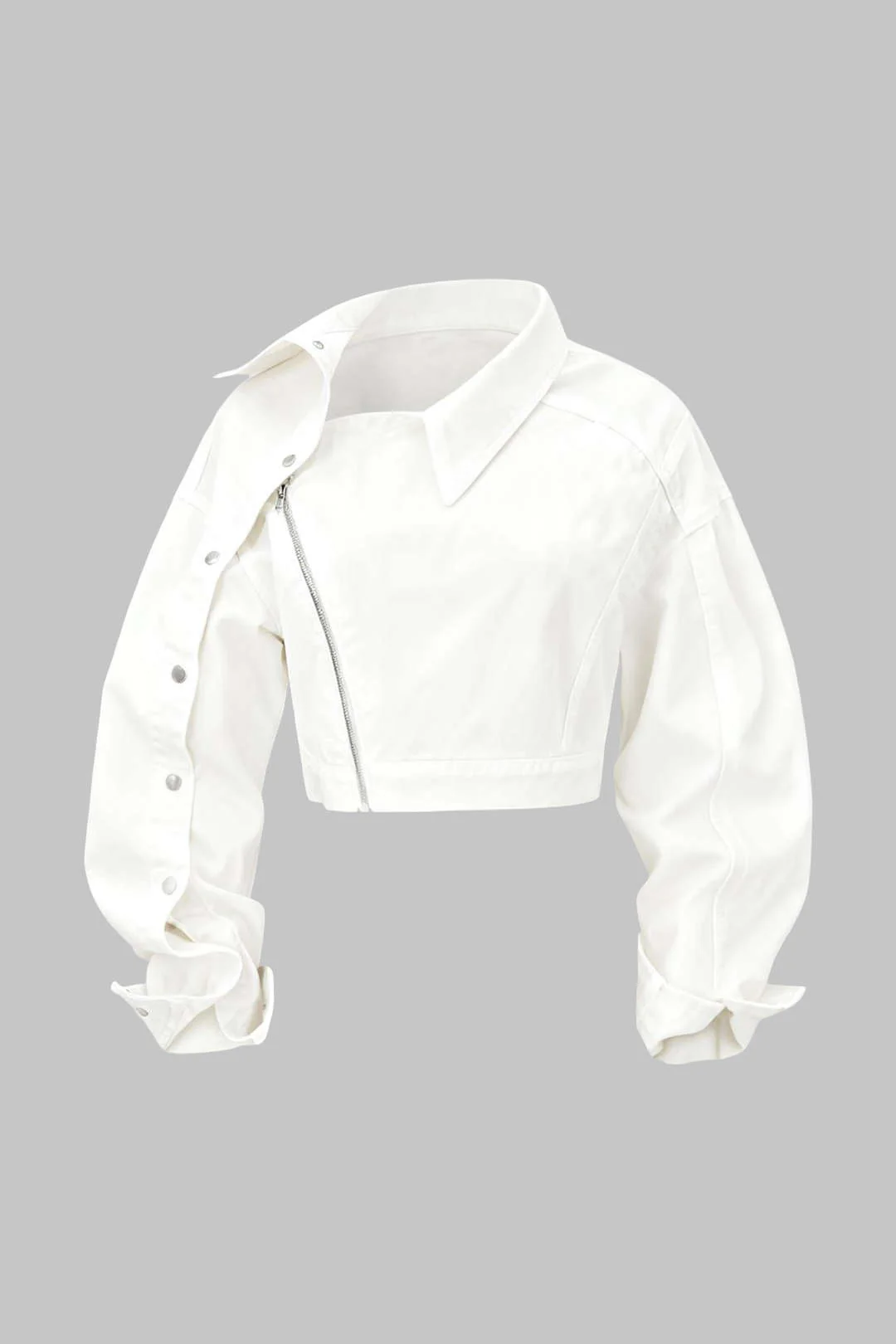 Asymmetrical Zipper Long-Sleeve Shirt - Flockneti