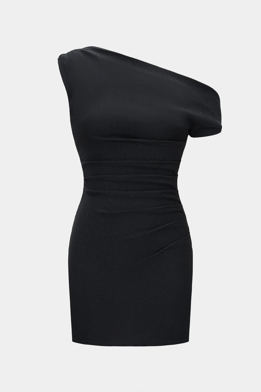One Shoulder Pleated Sleeveless Dress - Flockneti
