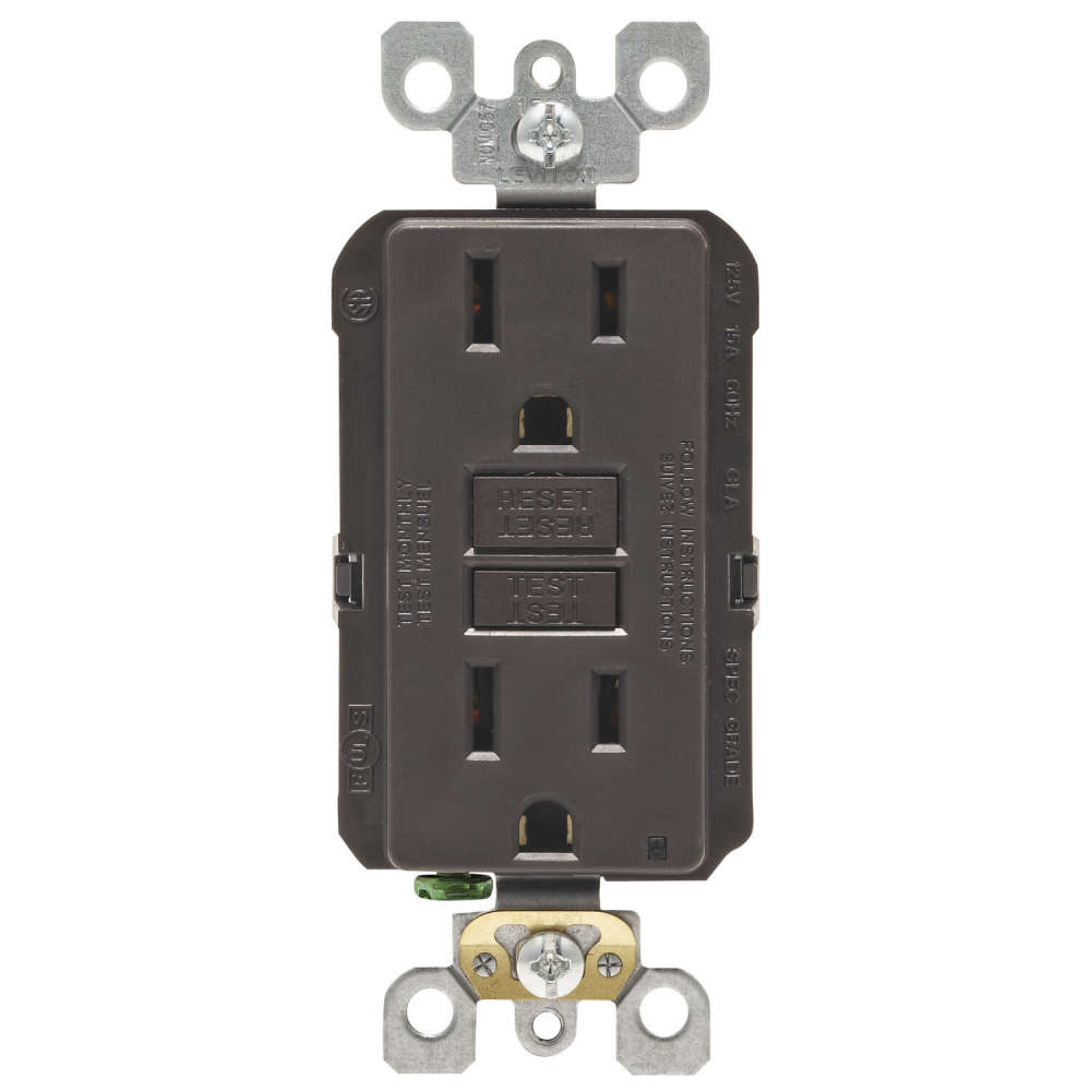 Leviton SmartlockPro GFCI Outlet 15A 125V Duplex Brown NEMA 5-15R - Flockneti
