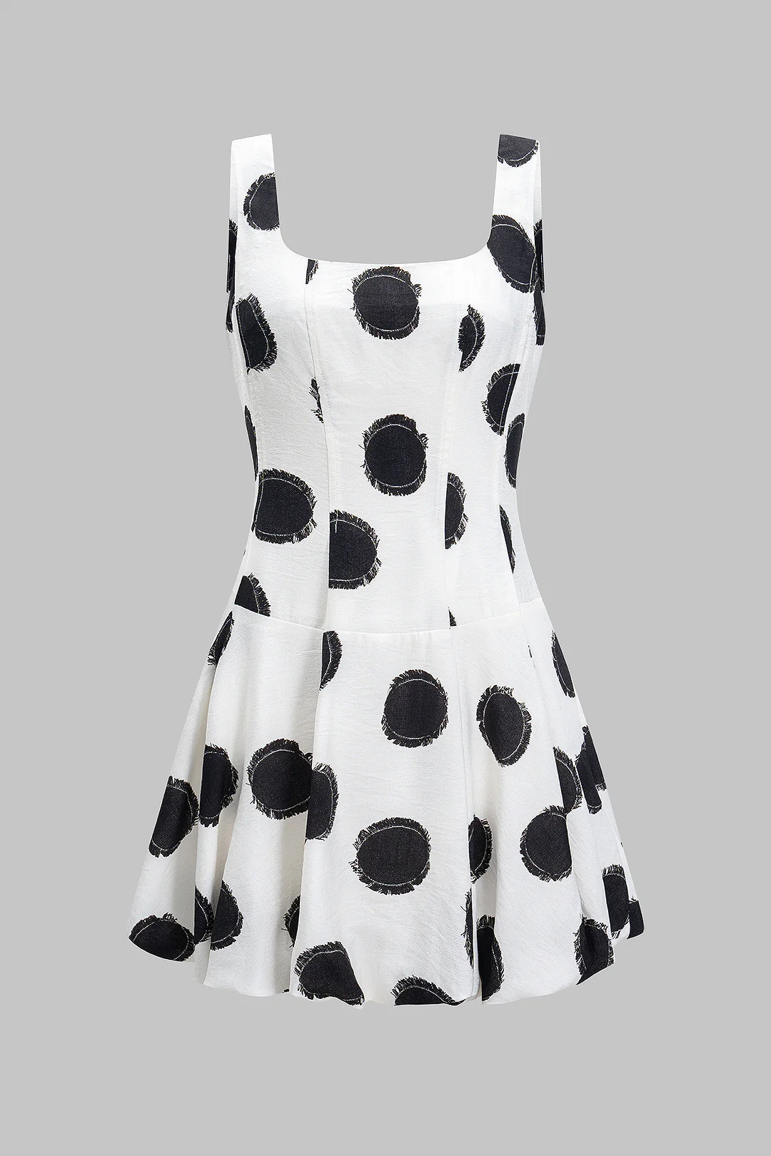 Polka Dots Print V-Neck Sleeveless Mini Dress - Flockneti