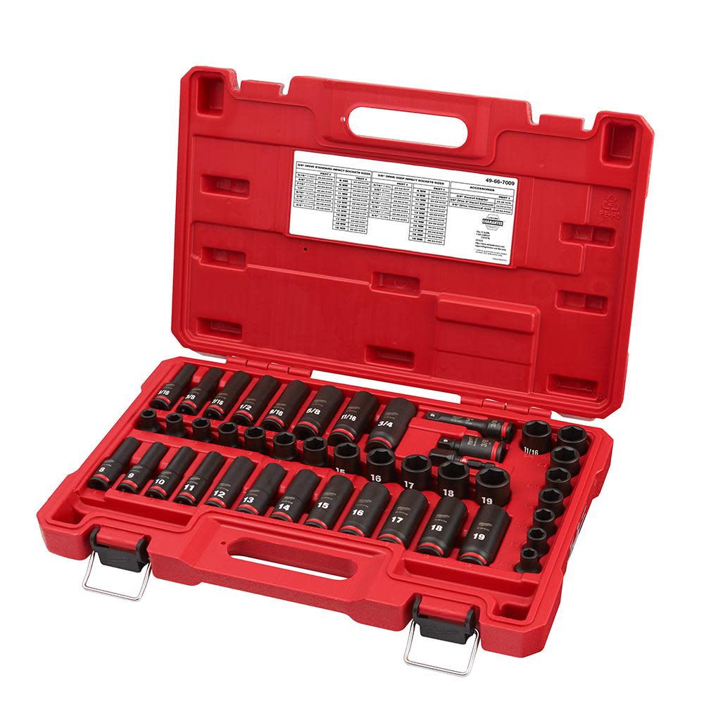 Milwaukee 3/8″ Drive SAE & Metric Deep 6 Point 43pc - Flockneti