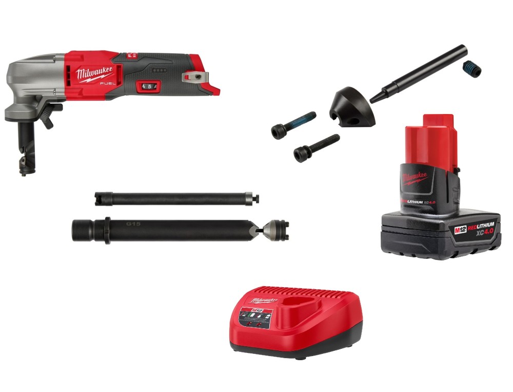 Milwaukee M12 FUEL Nibbler 16 Gauge Kit with Die & Die Holder Extension & Punch Bundle - Flockneti