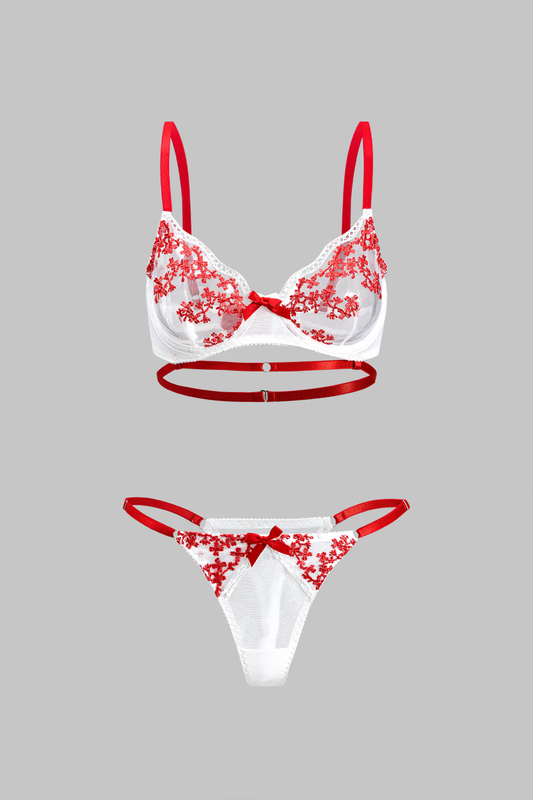 Mesh Embroidered Two-Piece Lingerie - Flockneti