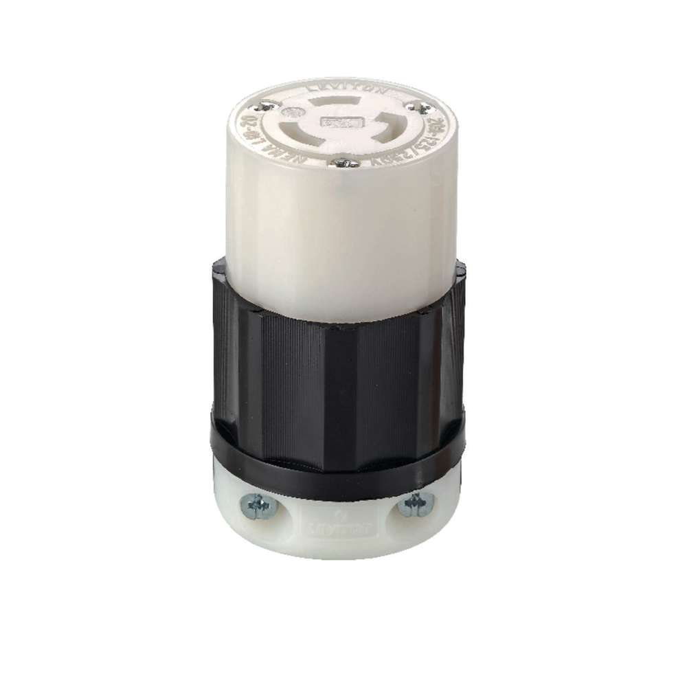 Leviton Non Grounded Locking Connector 20A 125/250V Black & White - Flockneti