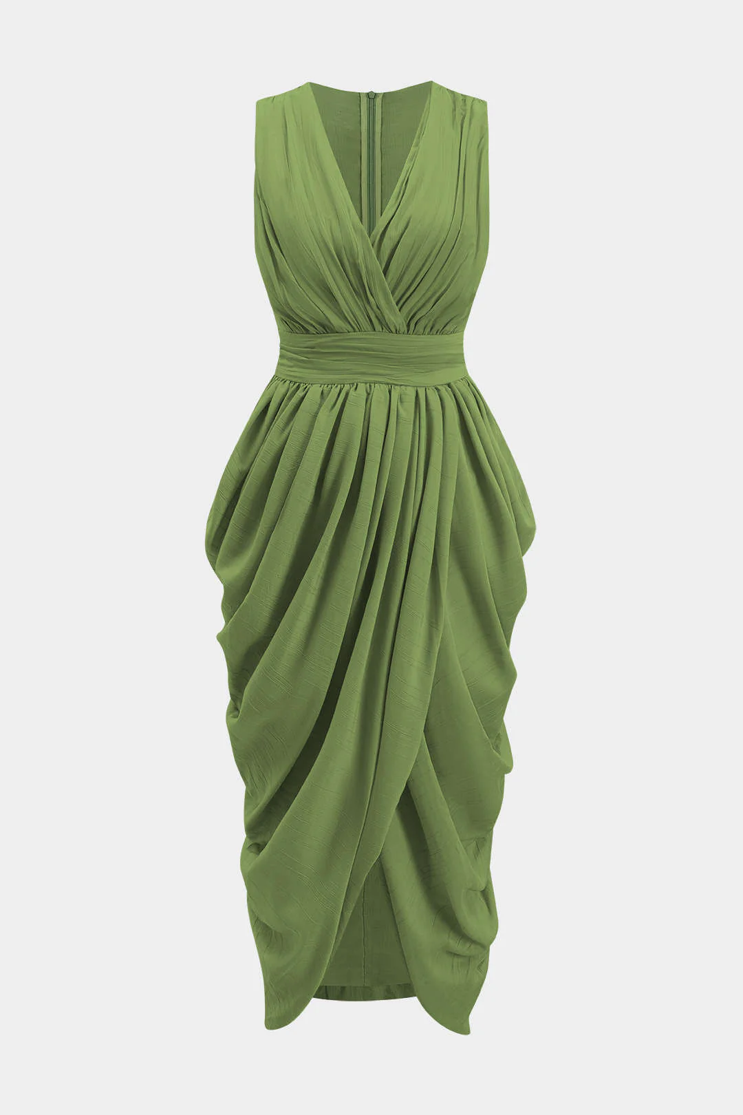 Ruched V-Neck Sleeveless Maxi Dress - Flockneti