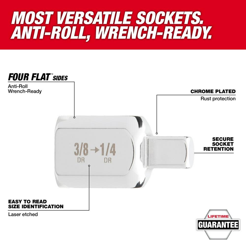 Milwaukee Adapter 1/4″ Drive 1/4″F X 3/8″M - Flockneti