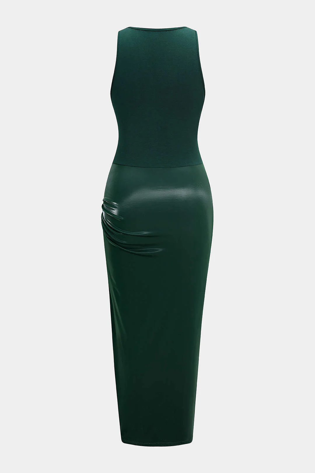 Metallic Chain Ruched Sleeveless Midi Dress - Flockneti