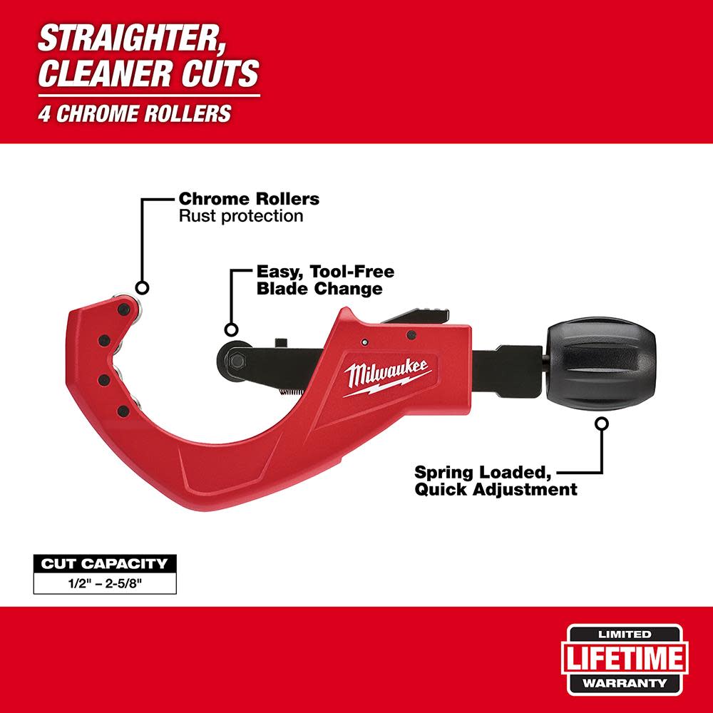 Milwaukee 2-1/2 in. Quick Adjust Copper Tubing Cutter - Flockneti
