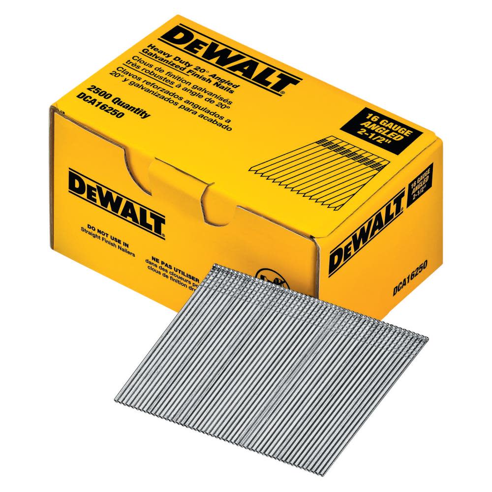DEWALT 16 Gauge 20 Degree 2-1/2In Angled Finish Nails (2500 pk) - Flockneti
