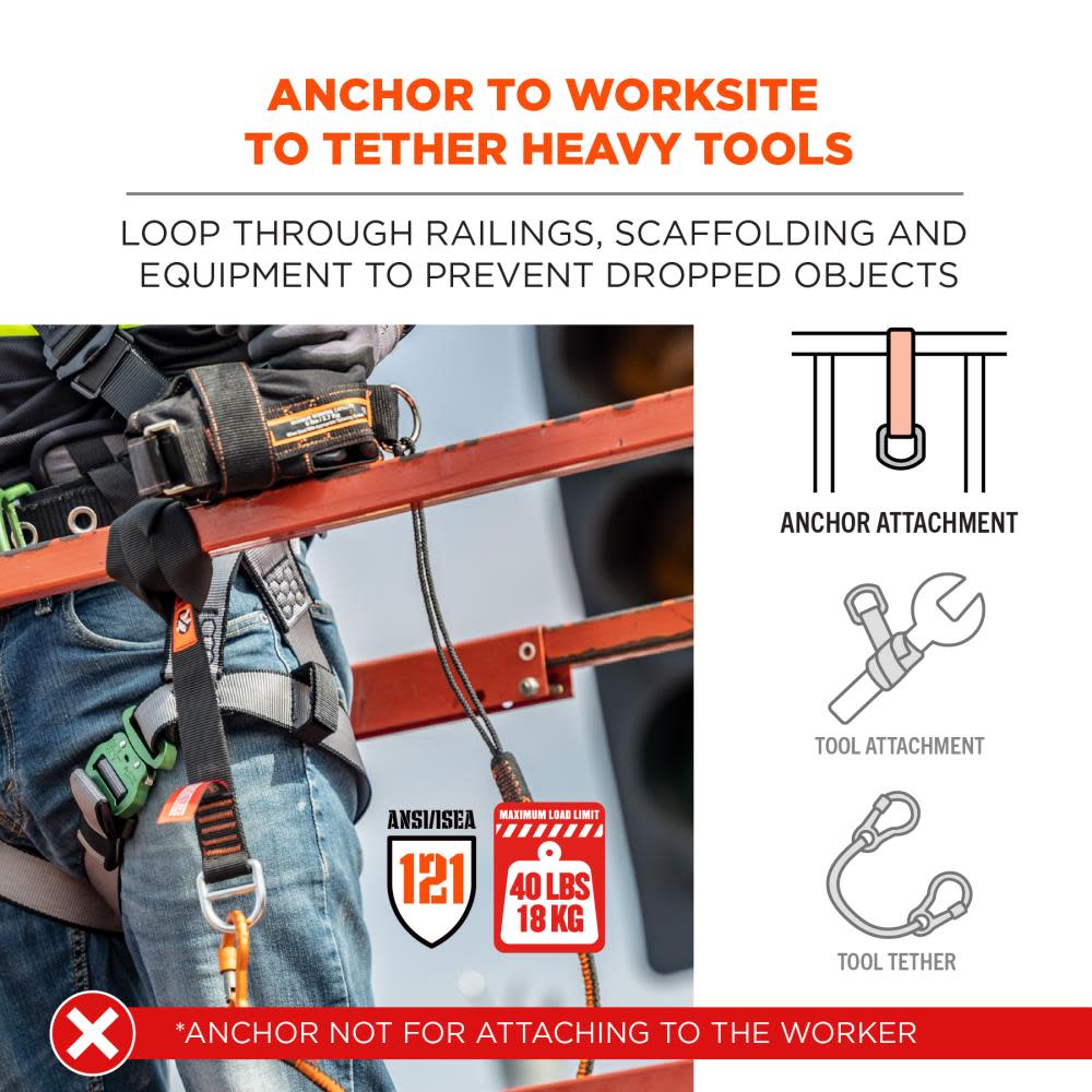 Ergodyne Squids 3176 Black Anchor Choke Strap 40lbs - Flockneti
