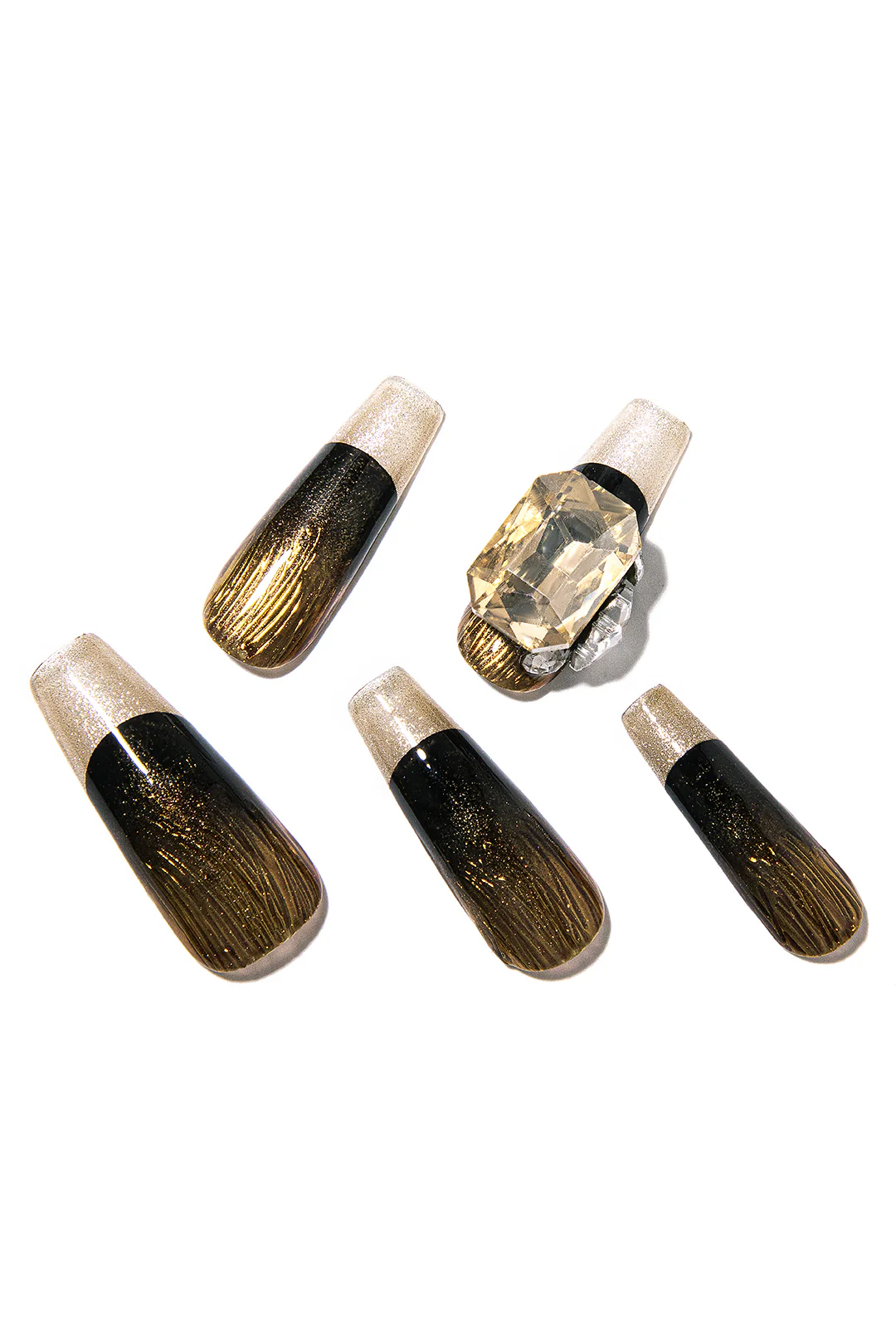 Ombre Sequins Rhinestone Press-On Nails - Flockneti