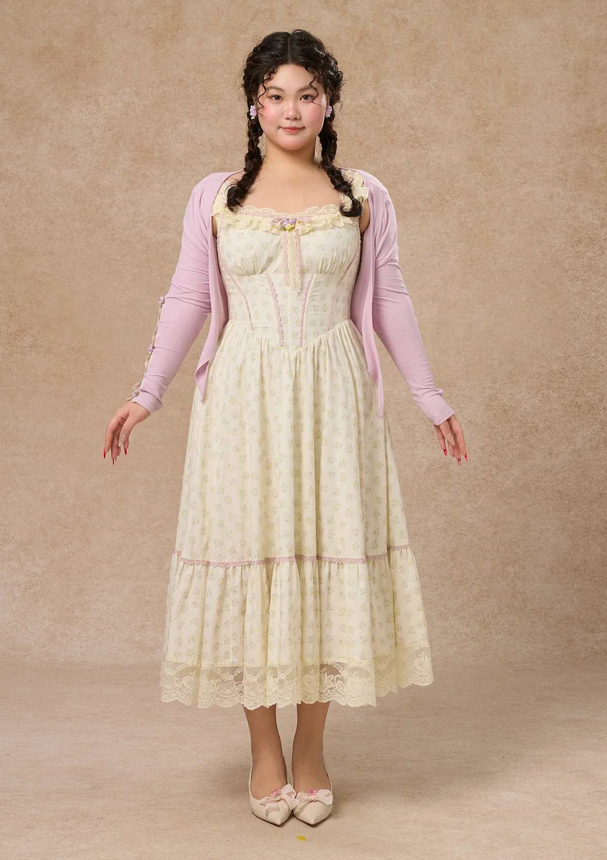 Curve&Plus Cream Clove Cardigan - Flockneti