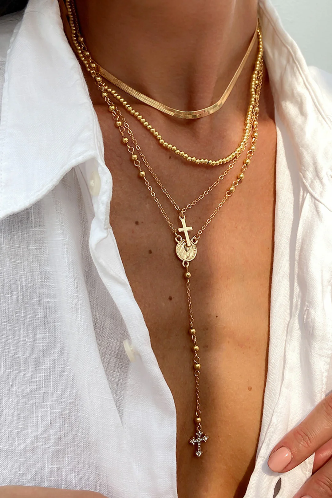 Metallic Tassel Collar Chain Necklace - Flockneti