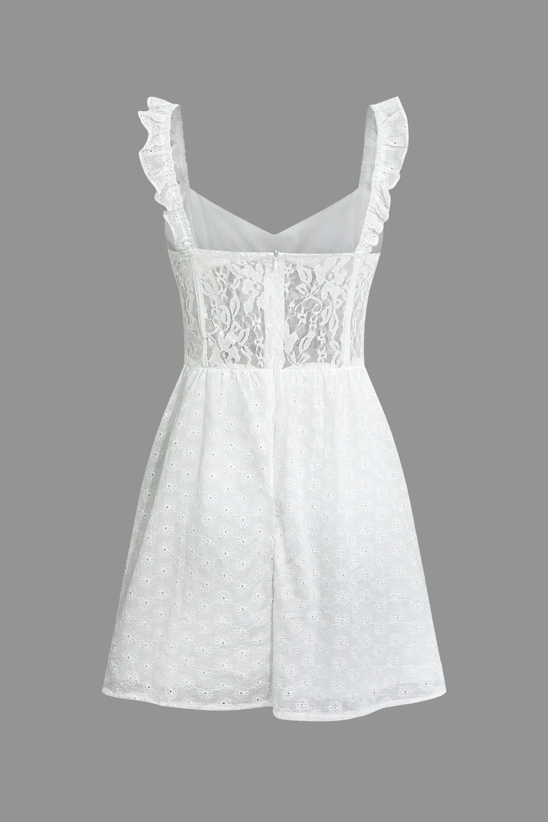 Lace Backless Zipper Sleeveless Mini Dress - Flockneti