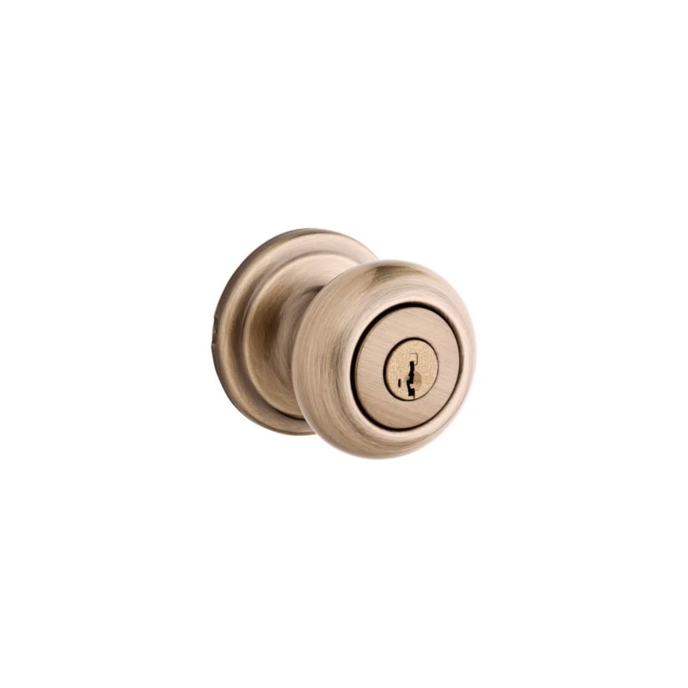 Kwikset Antique Brass Signature Series Keyed Entry Juno Door Knob - Flockneti