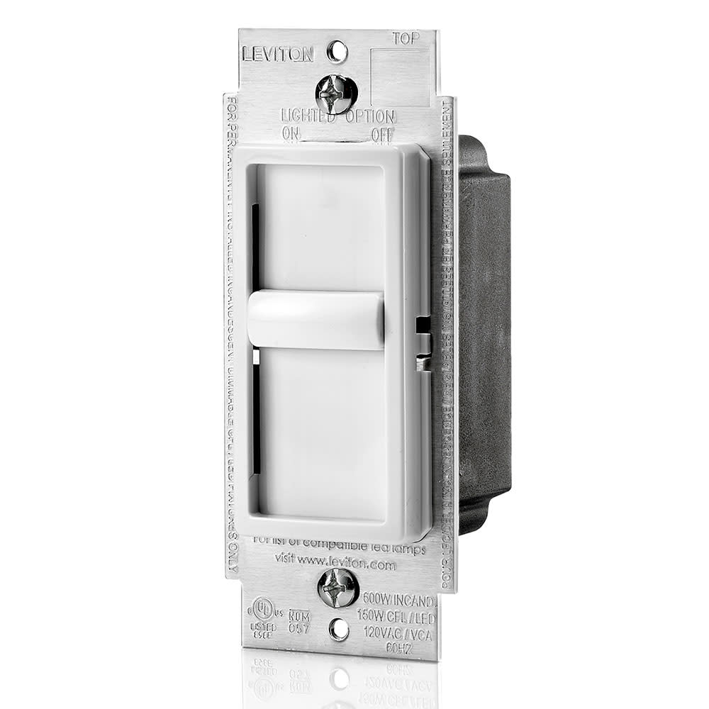 Leviton Dimmer Switch White Incandescent/Halogen 1 Pole Slide - Flockneti