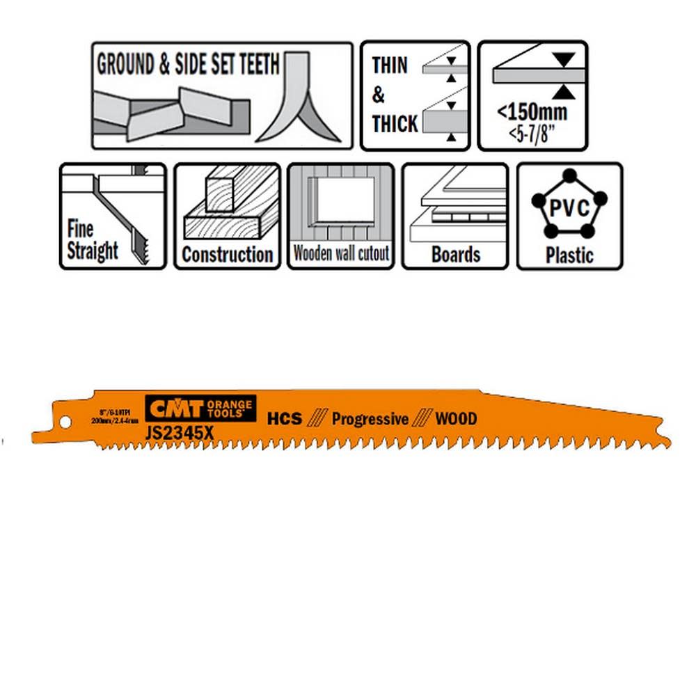 CMT HCS Reciprocating Saw Blades for Wood 7 In. 6-10 TPI – 5 pack - Flockneti