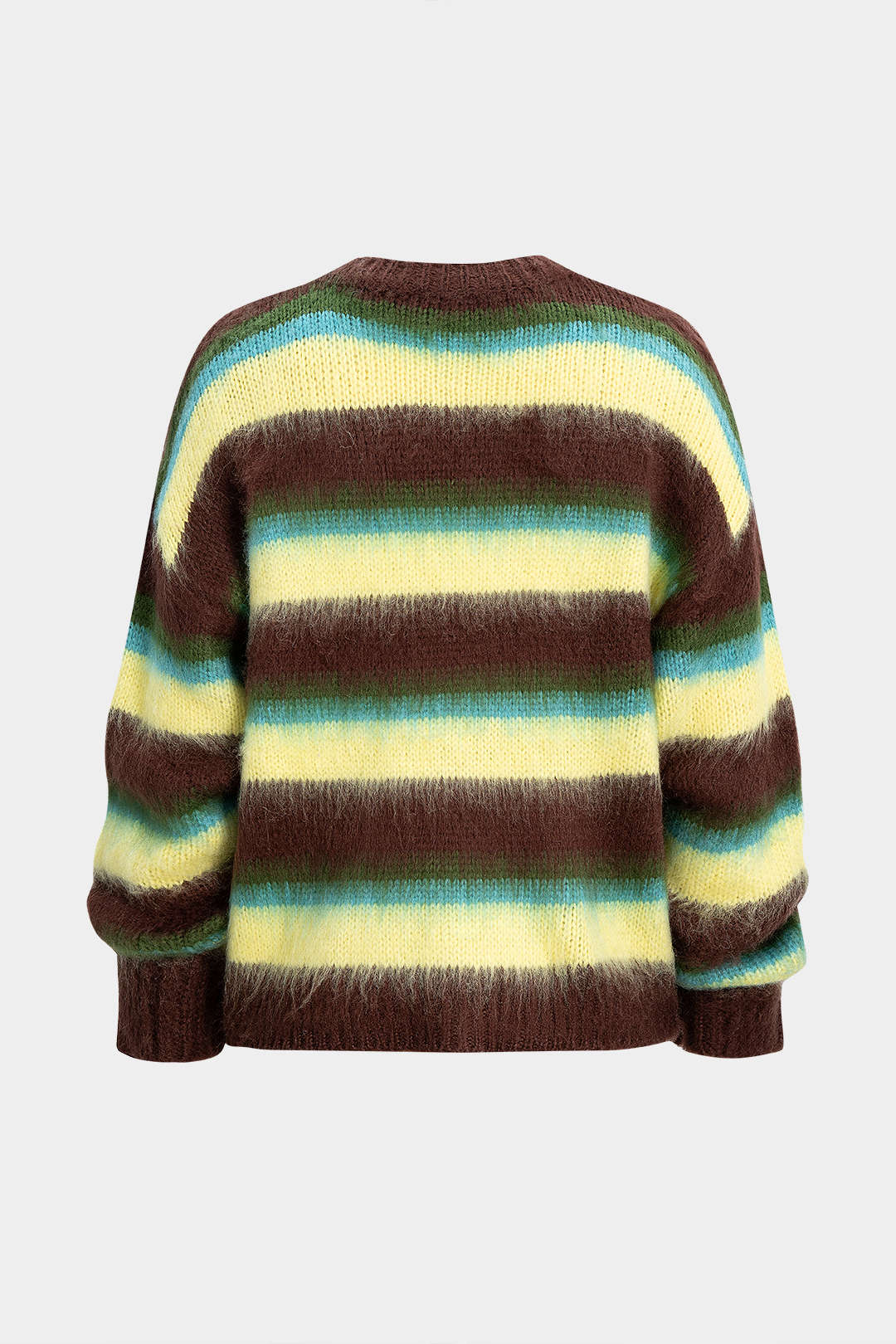 Knit Stripes Contrast Print Round Neck Long-Sleeve Top - Flockneti