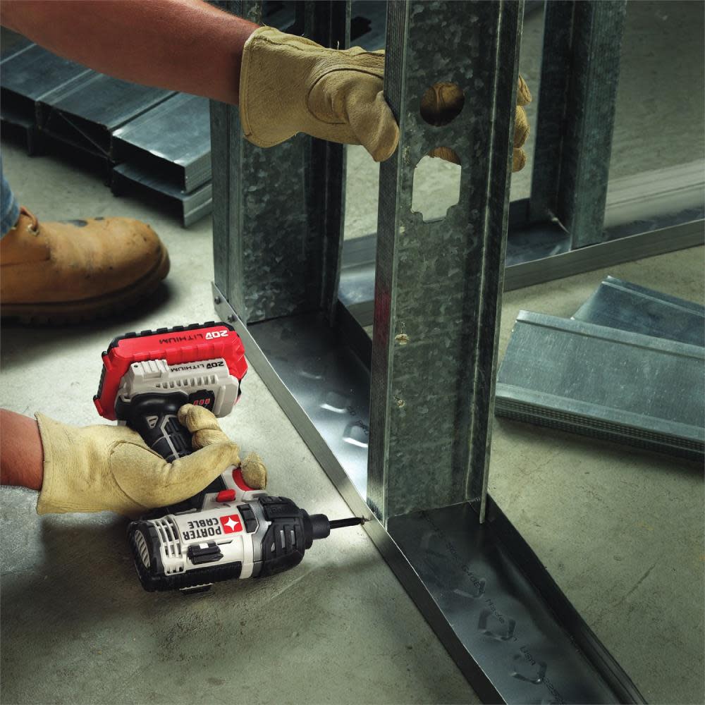 Porter Cable 20V MAX 1/4-in Hex Lithium Ion Impact Driver Kit - Flockneti